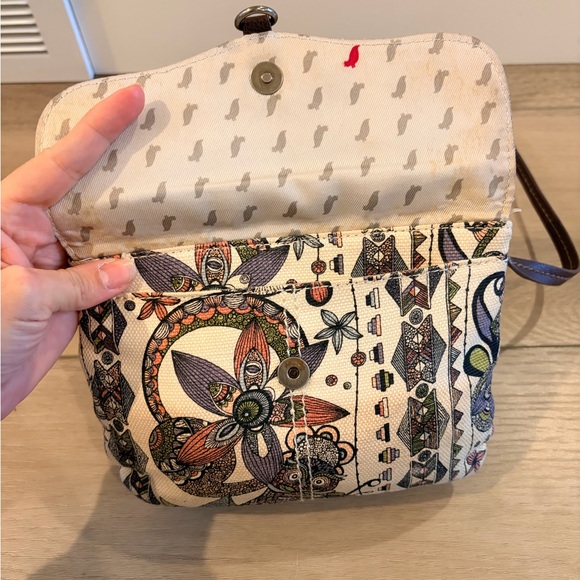 Sakroots Foldover Crossbody Bag Jute & Cotton Magnetic Closure Vegan Trim EUC - Picture 7 of 10